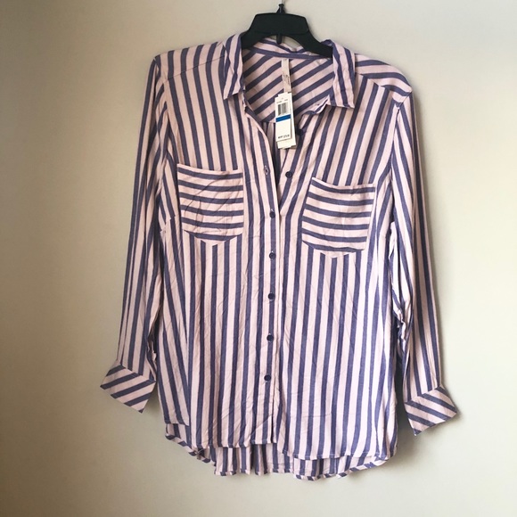 Melissa McCarthy 7 Striped Button down Blouse - Picture 2 of 8